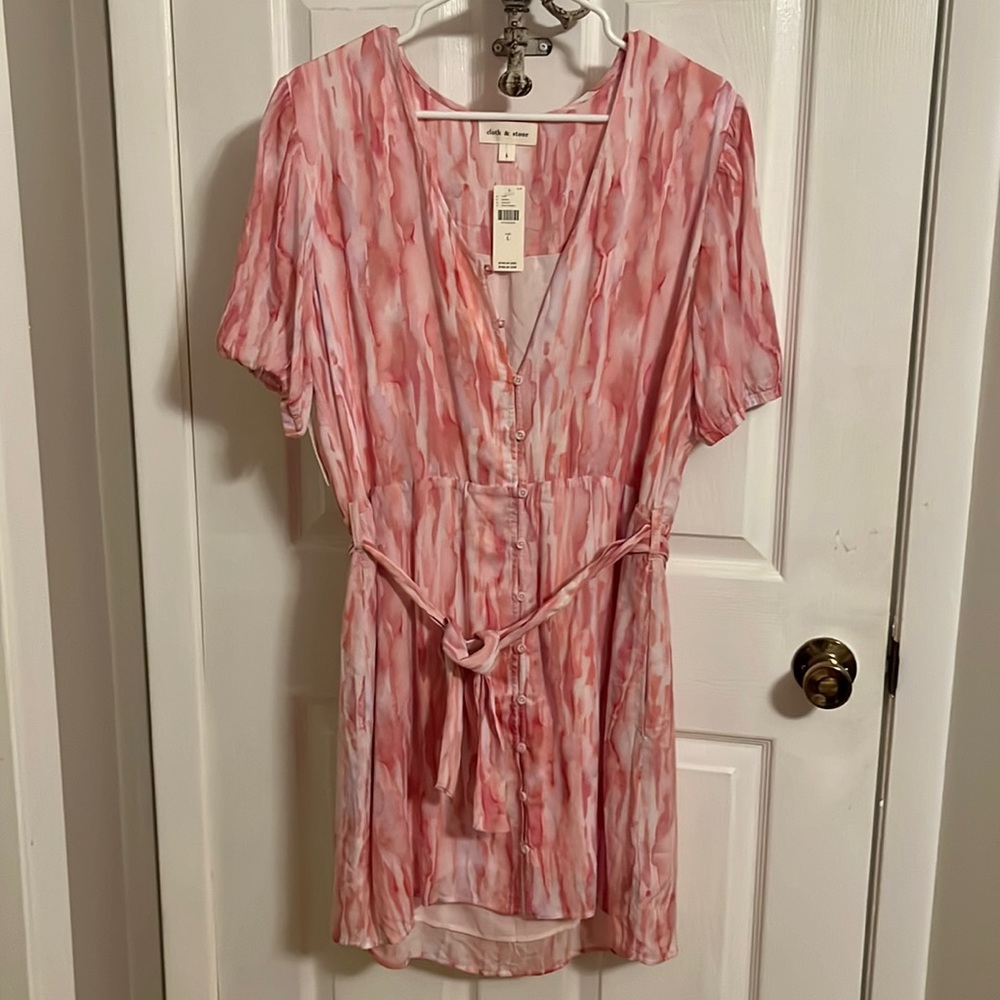 NWT Cloth and Stone Anthropologie Pink Tie Dye Dress